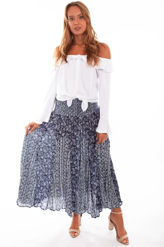 Scully Womens Blue Rayon Maxi Skirt asymmetrical skirt cut