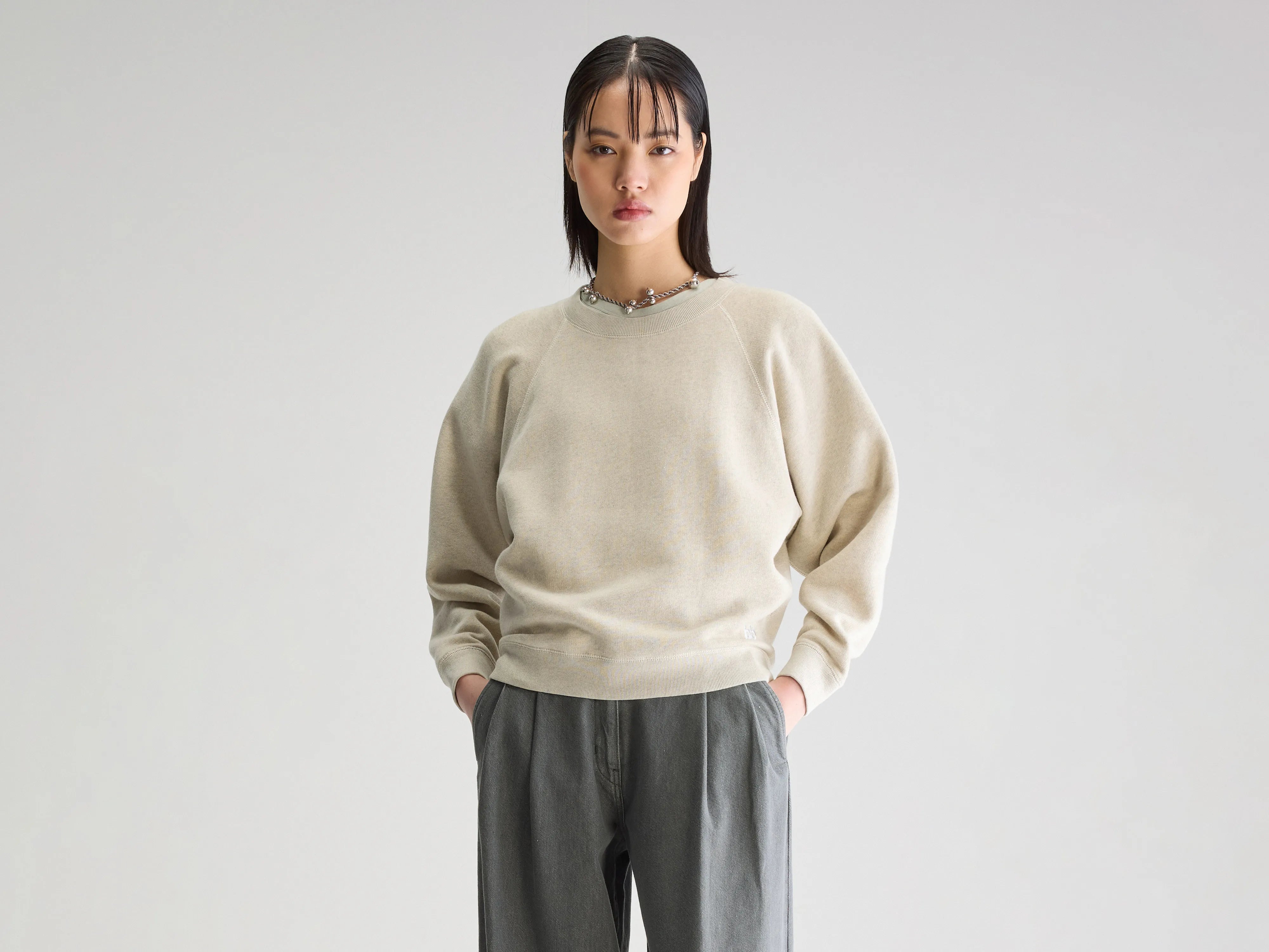 Fella relaxed sweatshirt (251 / W / CHALK) Hoodie with High-Low Hem Asymmetrical Trendy