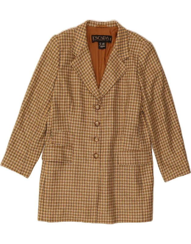 ESCADA Womens Longline Blazer Jacket IT 42 Medium Brown Classic Elasticated Jacket Padded Jacket Insulated Jacket ESCADA Womens Longline Blazer Jacket IT 42 Medium Brown Classic Elasticated Jacket Padded Jacket Insulated Jacket