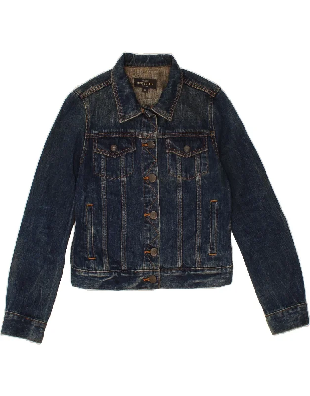 J. CREW Womens Indigo Denim Jacket UK 6 XS Navy Blue Cotton Elasticated Jacket Padded Jacket Insulated Jacket J. CREW Womens Indigo Denim Jacket UK 6 XS Navy Blue Cotton Elasticated Jacket Padded Jacket Insulated Jacket