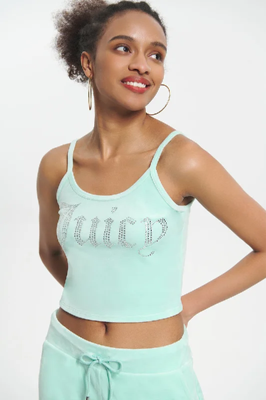 Big Bling Velour Tank Top sage tank top