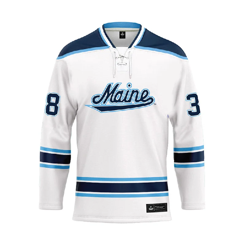 Maine - NCAA Women's Ice Hockey : Madisyn Ryan - White Hockey Jersey Evening Jersey Tee Maine - NCAA Women's Ice Hockey : Madisyn Ryan - White Hockey Jersey Evening Jersey Tee