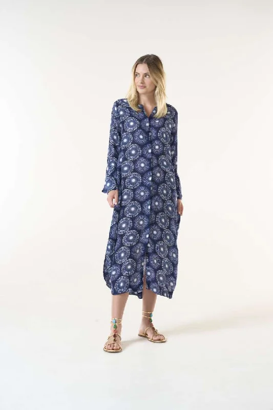 India Dress Fuji Viscose in Navy S24-09682-756 by One Season Tunics Trendy modern