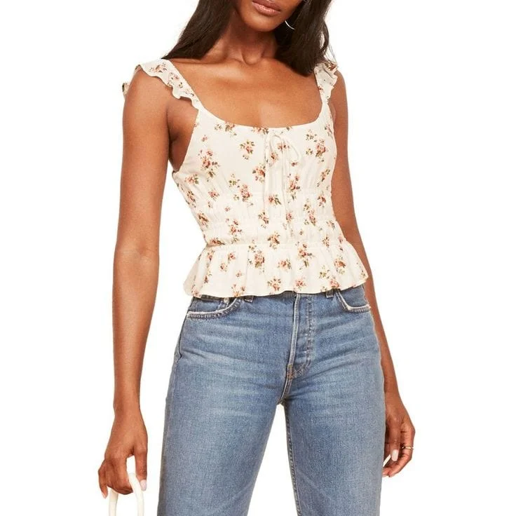 Aurora Floral Crop Top Graphic Embroidered Appliqued