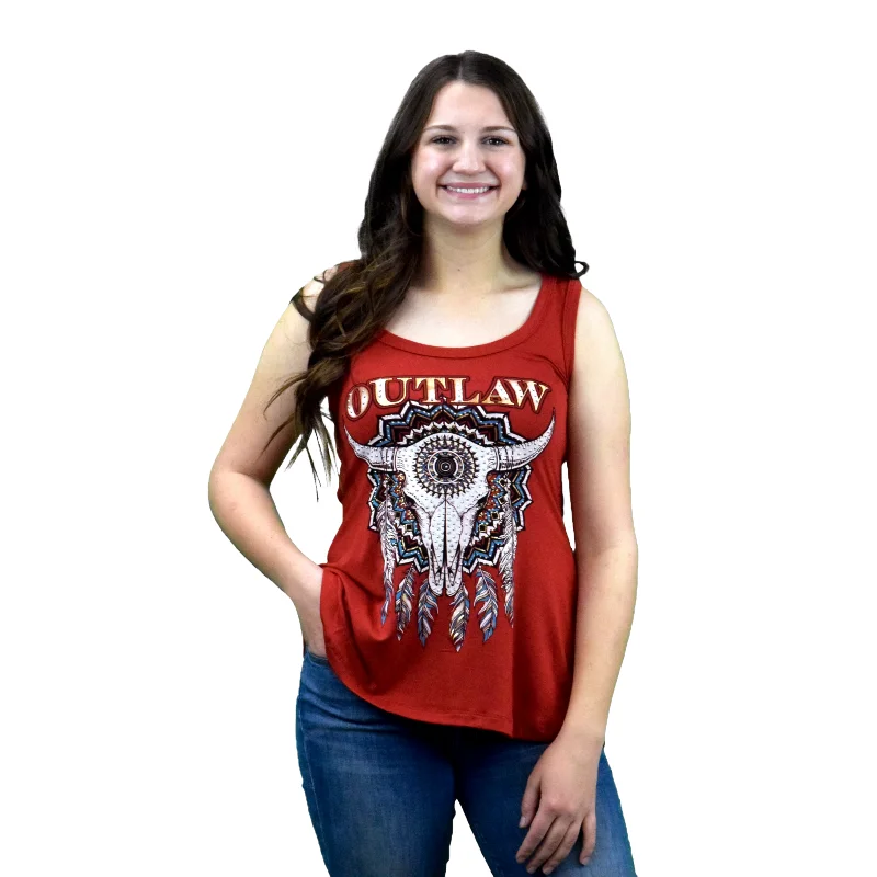 Liberty Wear Ladies Outlaw Red Western Tank Top 7534 fitted tank top