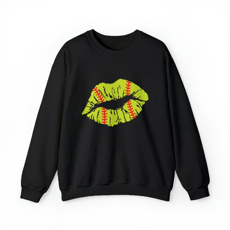 Hazel Blues® |  Softball Lips Graphic Sweatshirt Hoodie with Hidden Zipper Minimalist Clean