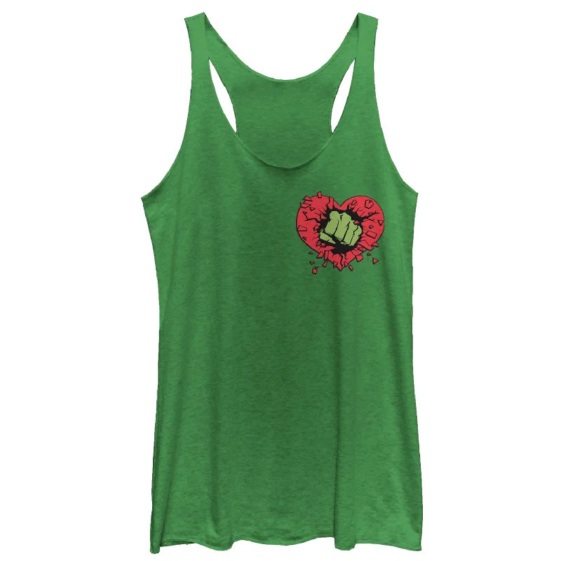 Women's Marvel Valentine's Day Hulk Heart Smash Racerback Tank Top crossback tank top