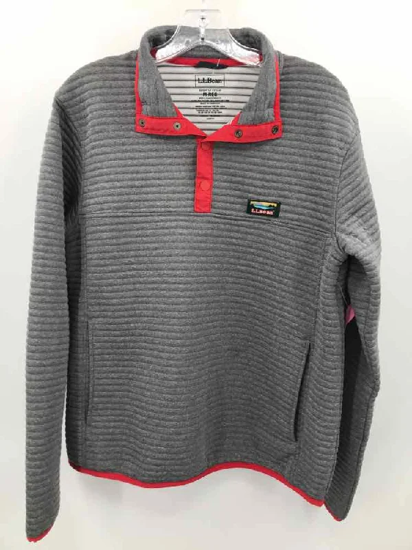 Pre-Owned LL Bean Grey Size Medium Sweatshirt Hoodie with Drawstring Waist Adjustable Fitted
