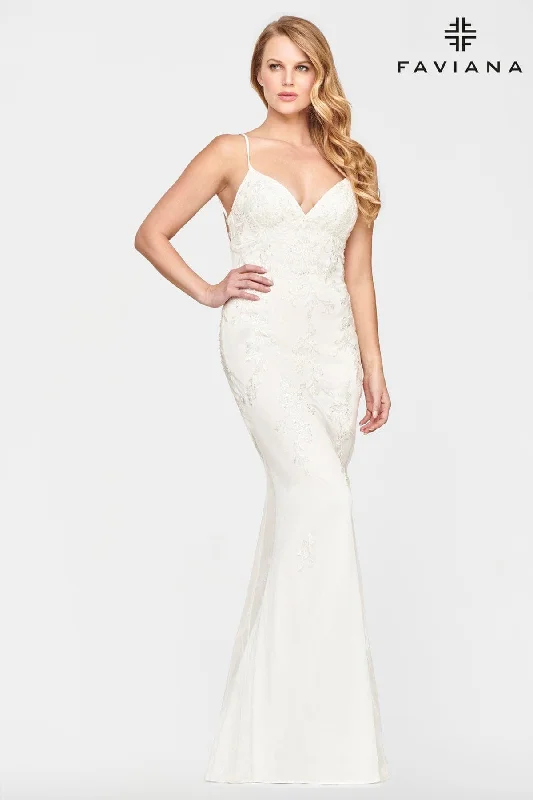 White Beaded Lace Long V Neck Dress With Open Back | S10633 Tunics Spring floral