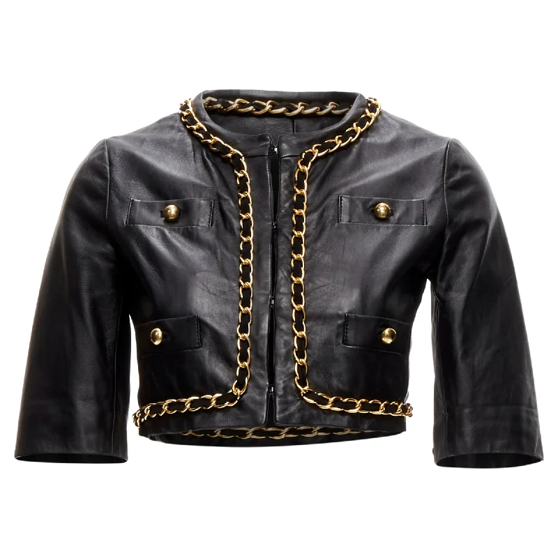 Moschino Cheap Chic chain quilted leather cropped jacket Trench Coat Raincoat Waterproof Jacket Moschino Cheap Chic chain quilted leather cropped jacket Trench Coat Raincoat Waterproof Jacket