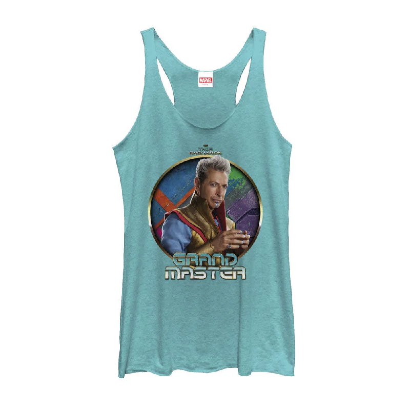 Women's Marvel Thor: Ragnarok Grandmaster Circle Racerback Tank Top fitted tank top