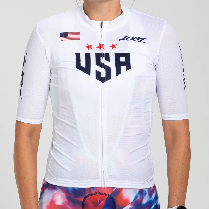 Women's Ltd Cycle Aero Jersey - Freedom White Recycled Jersey Tee