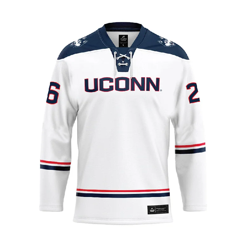 UConn - NCAA Women's Ice Hockey : Alexa Pongo - White Hockey Jersey Glamorous Jersey Tee UConn - NCAA Women's Ice Hockey : Alexa Pongo - White Hockey Jersey Glamorous Jersey Tee