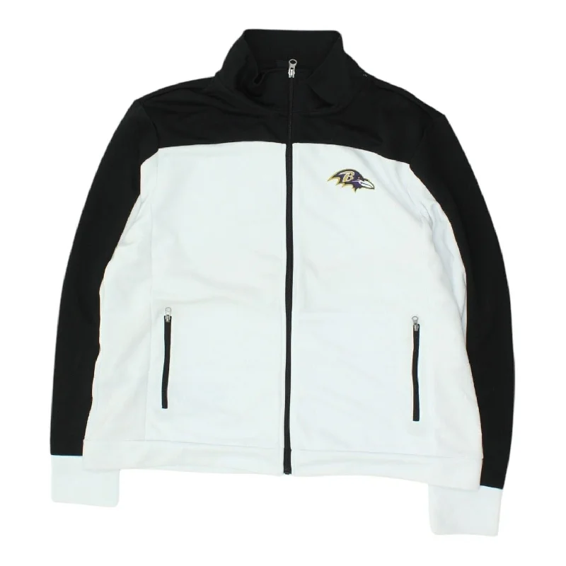 Baltimore Ravens Womens Black White Jacket | Vintage NFL Tracksuit Sportswear Notch Collar Peter Pan Collar Cowl Neck Baltimore Ravens Womens Black White Jacket | Vintage NFL Tracksuit Sportswear Notch Collar Peter Pan Collar Cowl Neck