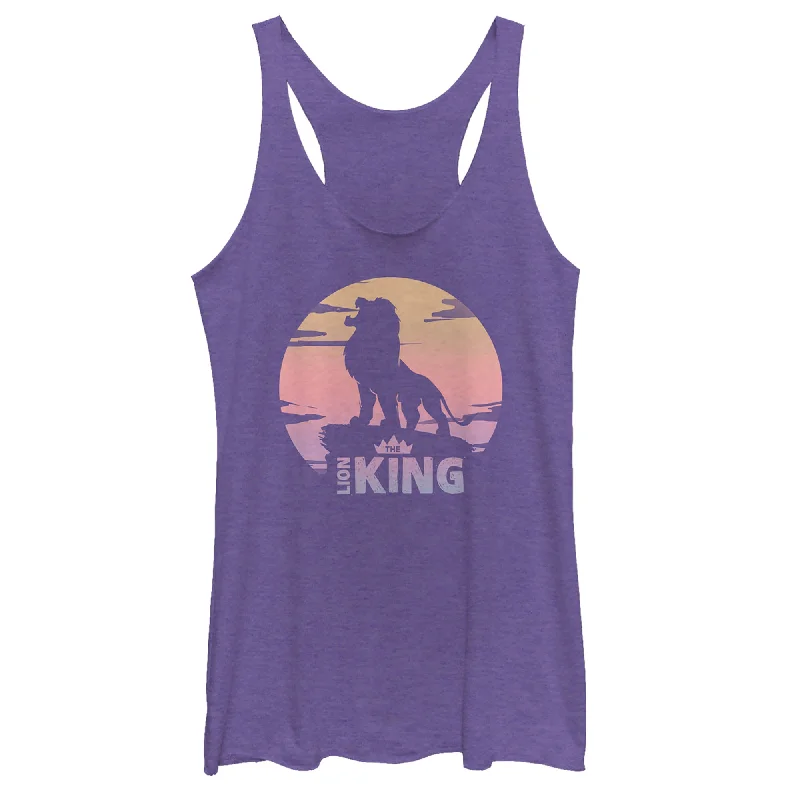 Women's Lion King Sunset Pride Rock Pose Racerback Tank Top graphic tank top
