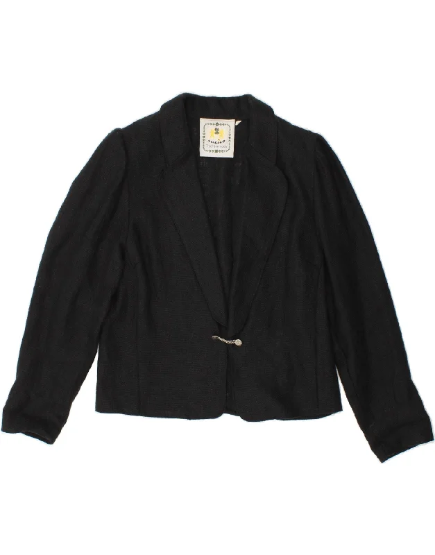 MEICO Womens Crop Blazer Jacket IT 40 Small Black Linen Anorak Shell Jacket Lightweight Jacket MEICO Womens Crop Blazer Jacket IT 40 Small Black Linen Anorak Shell Jacket Lightweight Jacket