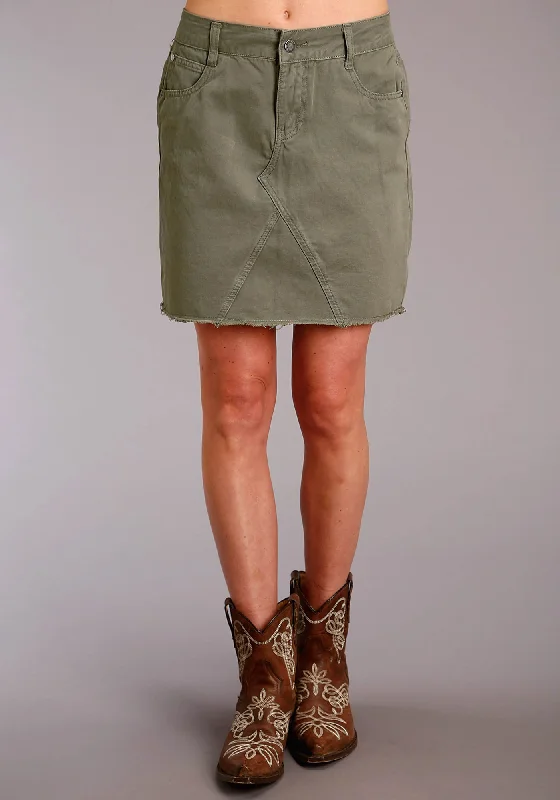 Stetson 5 Pocket Womens Olive 100% Cotton Twill Skirt chiffon skirt airy