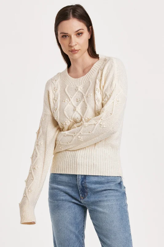 Dania Sweater Solid Print Embellished