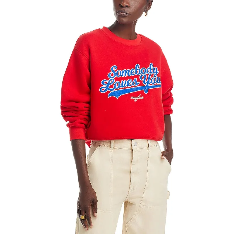 Womens Grapic Long Sleeve Crewneck Sweater Bright Pastel Dark