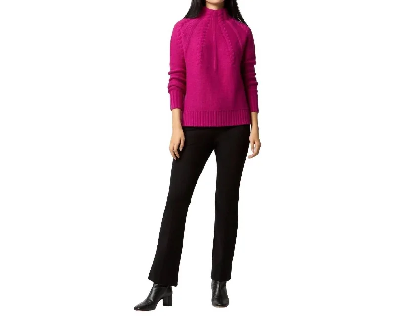 Elsey Funnel-Neck Sweater In Magenta Wool Fabric Cashmere Fabric Tweed Fabric