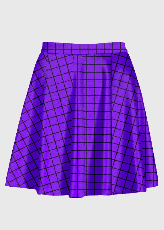 Purple Gird Skater Skirt cashmere skirt fine