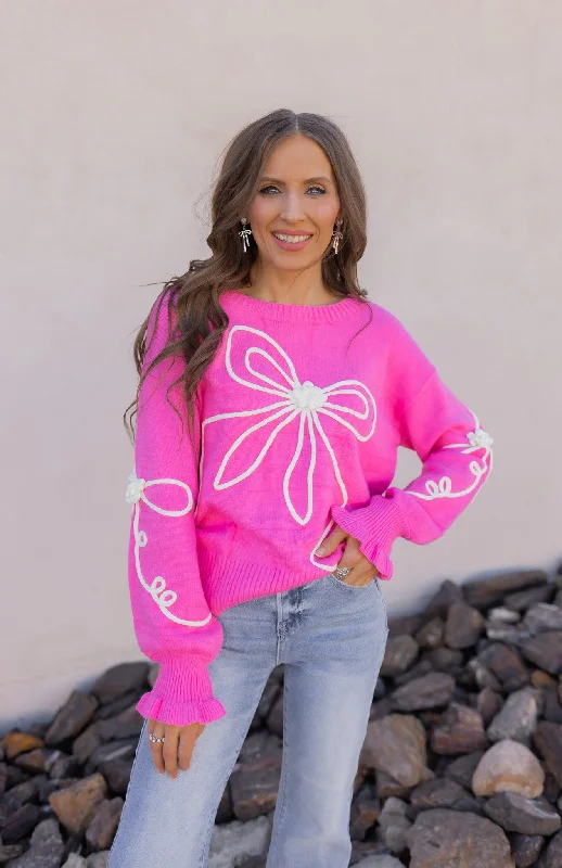 True Romance Bow Detail Sweater Bright Pastel Dark