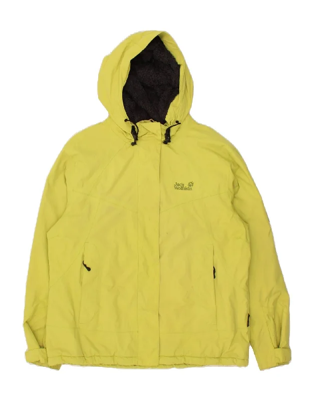 JACK WOLFSKIN Womens Hooded Windbreaker Jacket UK 18/20 XL Yellow Plaid Jacket Tartan Jacket Houndstooth Jacket