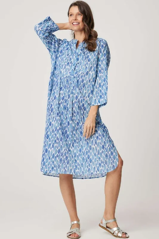 Seasonal Dress in Blue Leaf 49032D by Cake Clothing Tunics Cozy soft