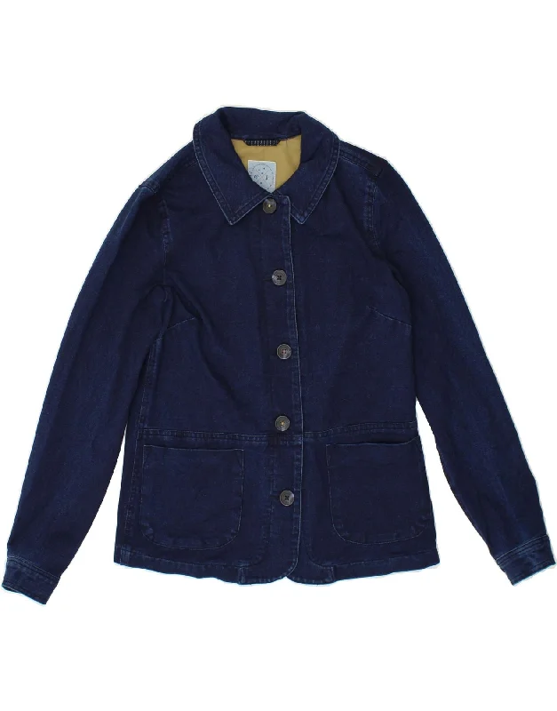 WHITE STUFF Womens Loose Fit Denim Jacket UK 6 XS Navy Blue Cotton Print Jacket Jacquard Jacket Embroidered Jacket WHITE STUFF Womens Loose Fit Denim Jacket UK 6 XS Navy Blue Cotton Print Jacket Jacquard Jacket Embroidered Jacket