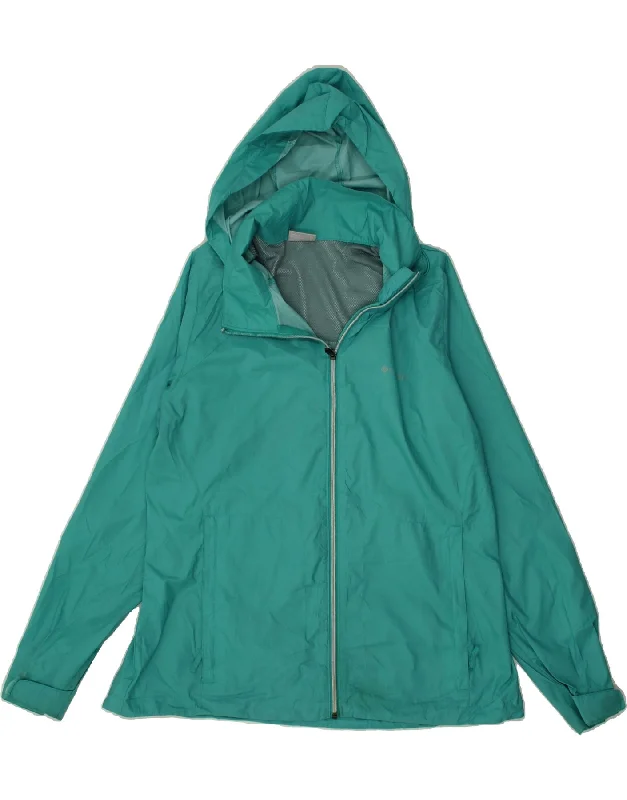 COLUMBIA Womens Hooded Rain Jacket UK 18 XL Turquoise Nylon Nylon Fabric Polyester Fabric Spandex Fabric COLUMBIA Womens Hooded Rain Jacket UK 18 XL Turquoise Nylon Nylon Fabric Polyester Fabric Spandex Fabric