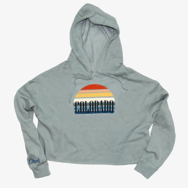 Women's Sunset Gradient Colorado Cropped Hoodie Hoodie with Illustration Artistic Creative