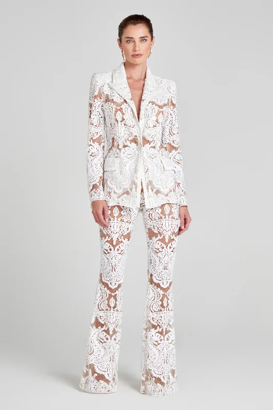 Piper White Trousers High Waist Slim Fit Ankle Length