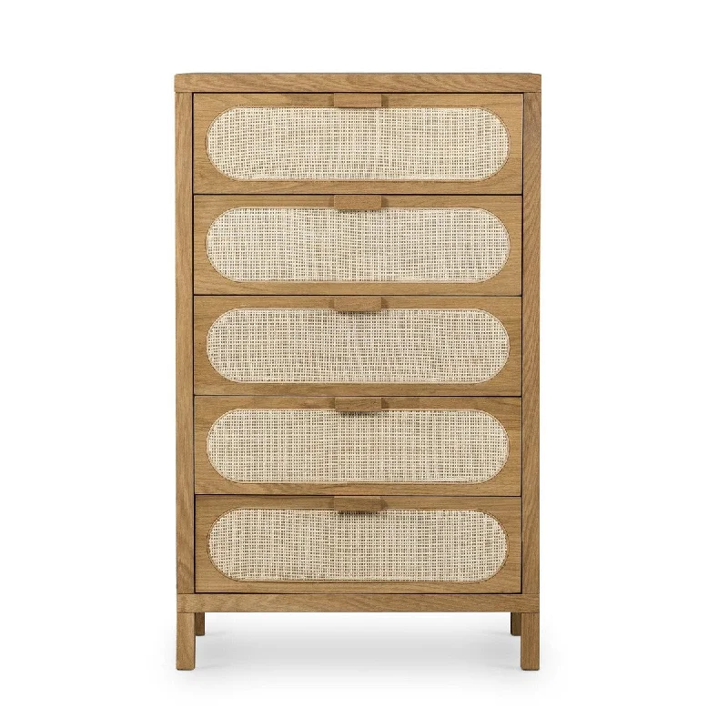 Aurora 5 Drawer Dresser - Light Natural Cane Tunics Fleece cozy