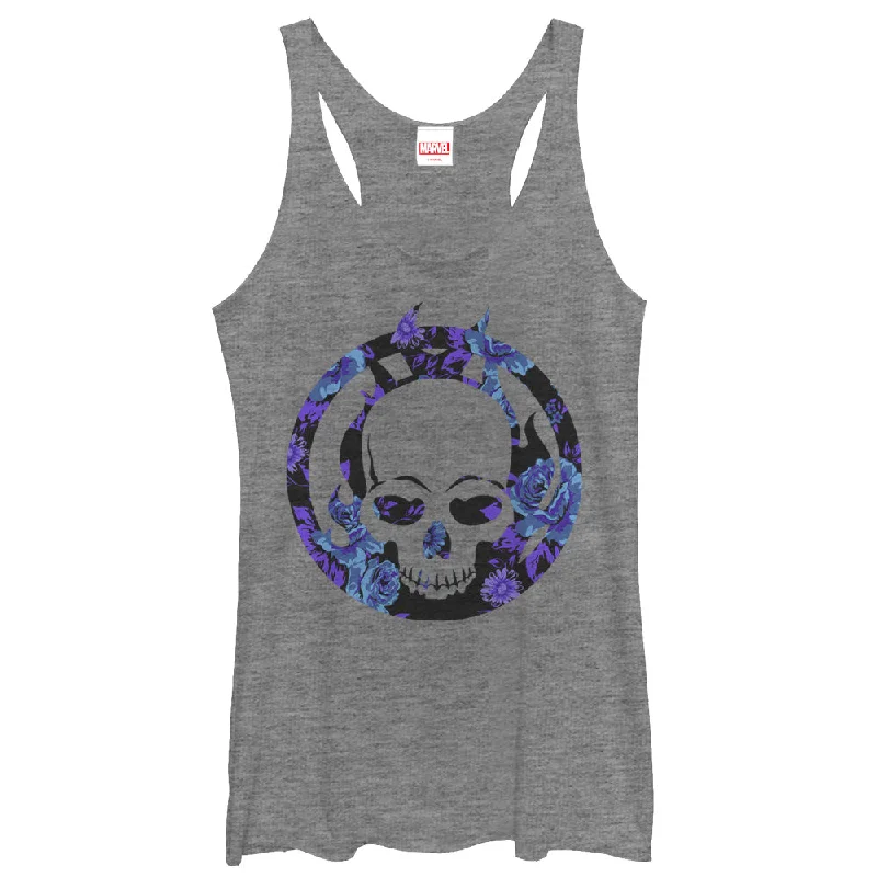 Women's Marvel Ghost Rider Floral Print Racerback Tank Top lace tank top