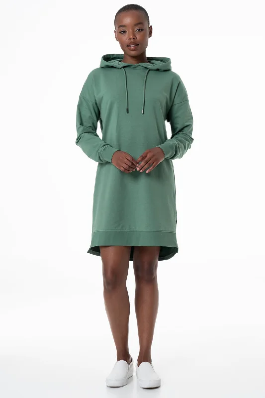 Hooded Sweater Dress _ 145776 _ Green Anti-Pilling Anti-Shrink Durable