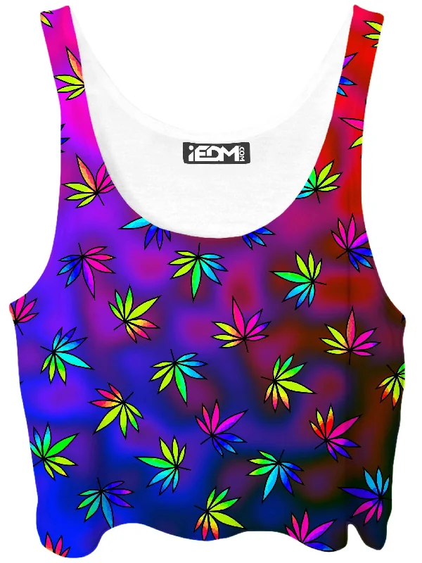 Weed Toss Crop Top Spandex Blend Rayon Blend Denim Blend