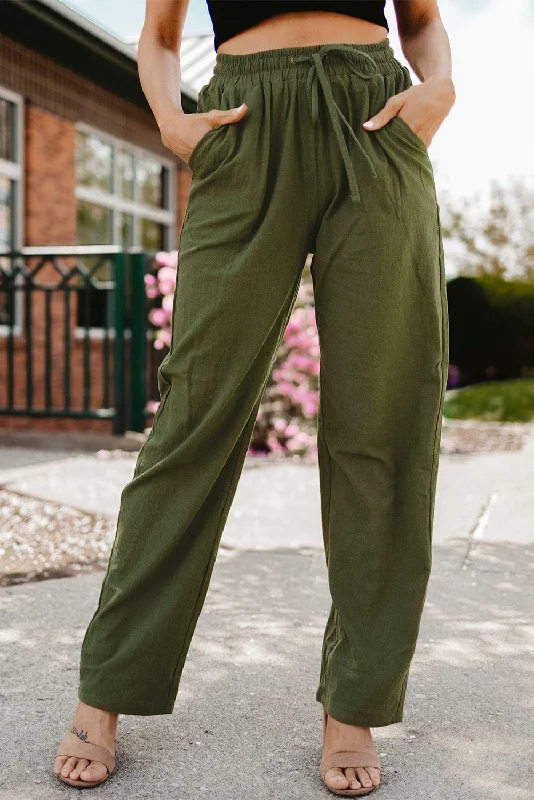 Lightweight Linen Trousers Trousers Plaid Checkered