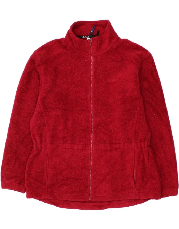 L.L.BEAN Womens Fleece Jacket UK 20 2XL Red Faux Fur Jacket Real Fur Jacket Shearling Jacket