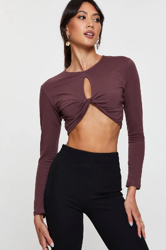 Black Keyhole Crop Top Long Sleeve Rayon Fabric Velvet Fabric Corduroy Fabric