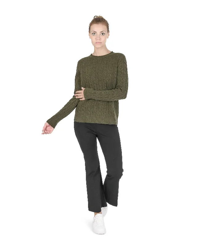 Crown of Edinburgh Cashmere Womens Round Neck Sweater COE 0033 KHAKI Knit Fabric Woven Fabric Fleece Fabric Crown of Edinburgh Cashmere Womens Round Neck Sweater COE 0033 KHAKI Knit Fabric Woven Fabric Fleece Fabric