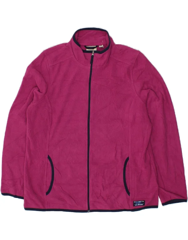 L.L.BEAN Womens Fleece Jacket UK 18 XL Pink Polyester Cardigan Sweater Pullover