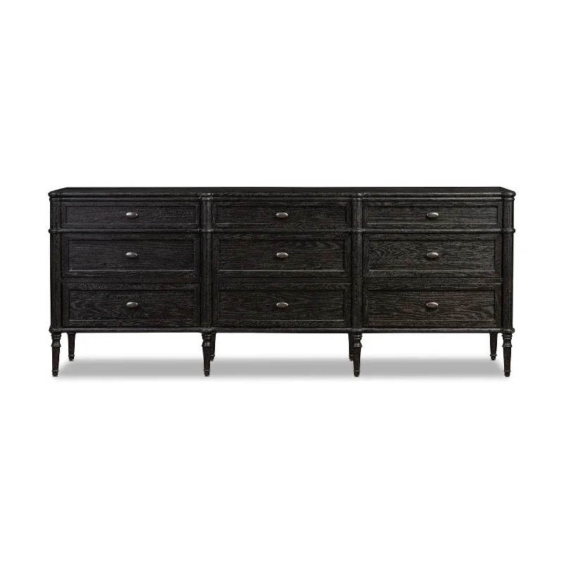 Rhett 9 Drawer Dresser - Distressed Black Oak Tunics Corduroy durable