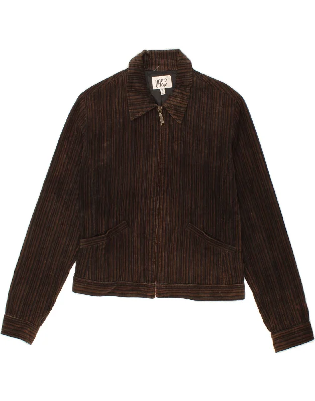 OASIS Womens Bomber Corduroy Jacket UK 10 Small Brown Striped Cotton Zippered Jacket Buttoned Jacket Snapped Jacket OASIS Womens Bomber Corduroy Jacket UK 10 Small Brown Striped Cotton Zippered Jacket Buttoned Jacket Snapped Jacket