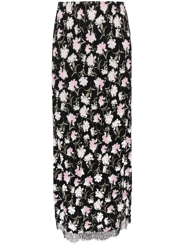 CASTLE FLORAL SKIRT silk skirt lustrous