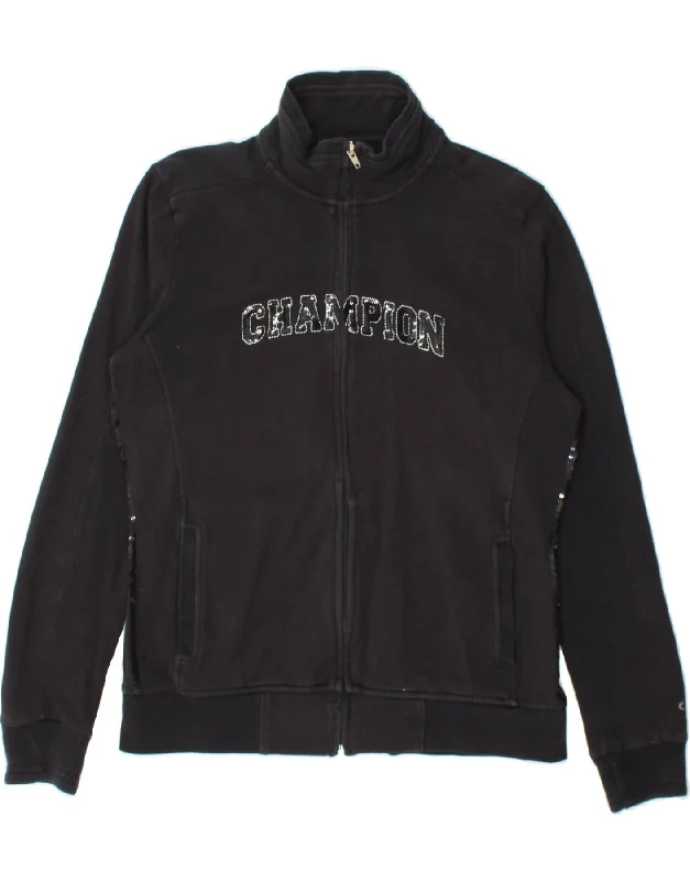 CHAMPION Womens Heritage Fit Tracksuit Top Jacket UK 16 Large Black Front Pockets Side Pockets Patch Pockets CHAMPION Womens Heritage Fit Tracksuit Top Jacket UK 16 Large Black Front Pockets Side Pockets Patch Pockets