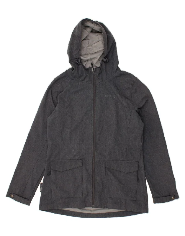 MOUNTAIN WAREHOUSE Womens Hooded Rain Jacket UK 12 Medium Grey Polyester Nylon Fabric Polyester Fabric Spandex Fabric
