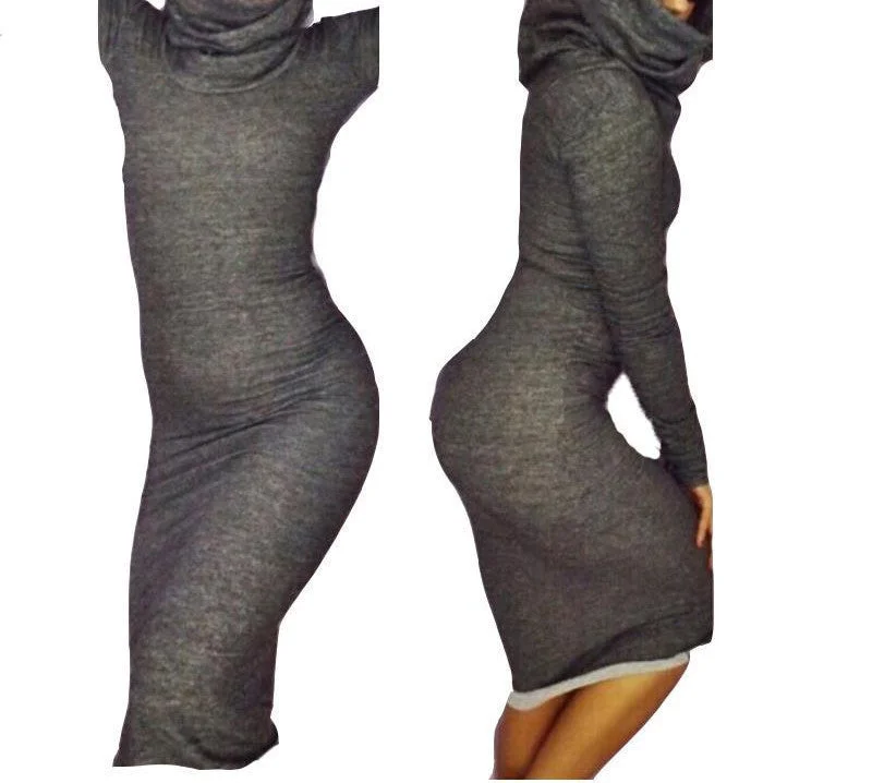 Nightclub Hooded Dress Cotton Scarf Neck Sweater Dress Knee Length SJ1137 Knit Fabric Woven Fabric Fleece Fabric Nightclub Hooded Dress Cotton Scarf Neck Sweater Dress Knee Length SJ1137 Knit Fabric Woven Fabric Fleece Fabric