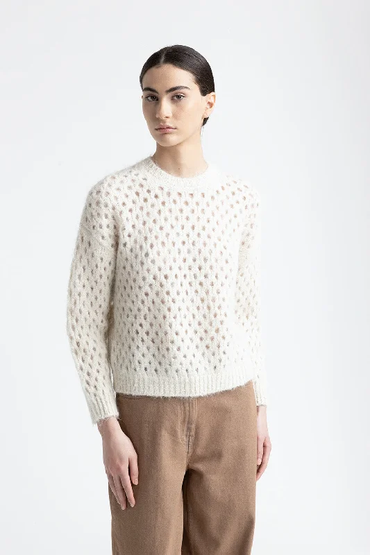 Alpaca, wool and lurex mesh sweater Mesh Blend Leather Blend Suede Blend