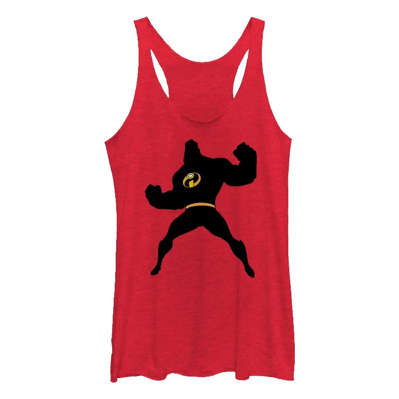 Women's The Incredibles Mr. Incredible Silhouette Racerback Tank Top low neck tank