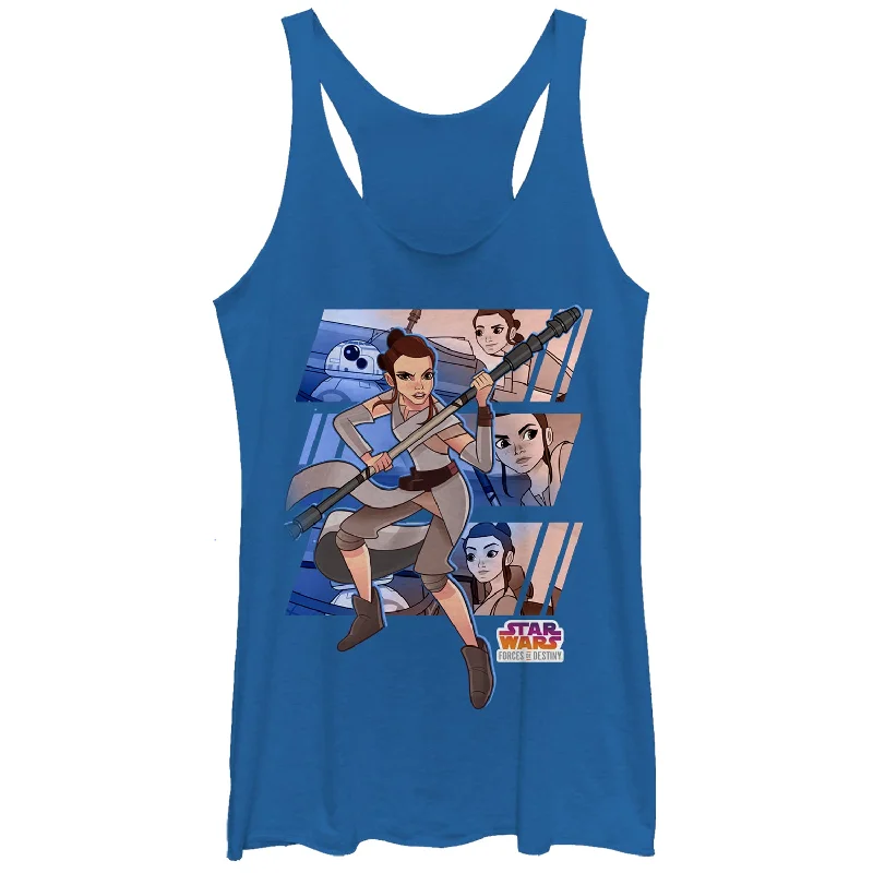 Women's Star Wars: Forces of Destiny Rey BB-8 Racerback Tank Top silver tank top